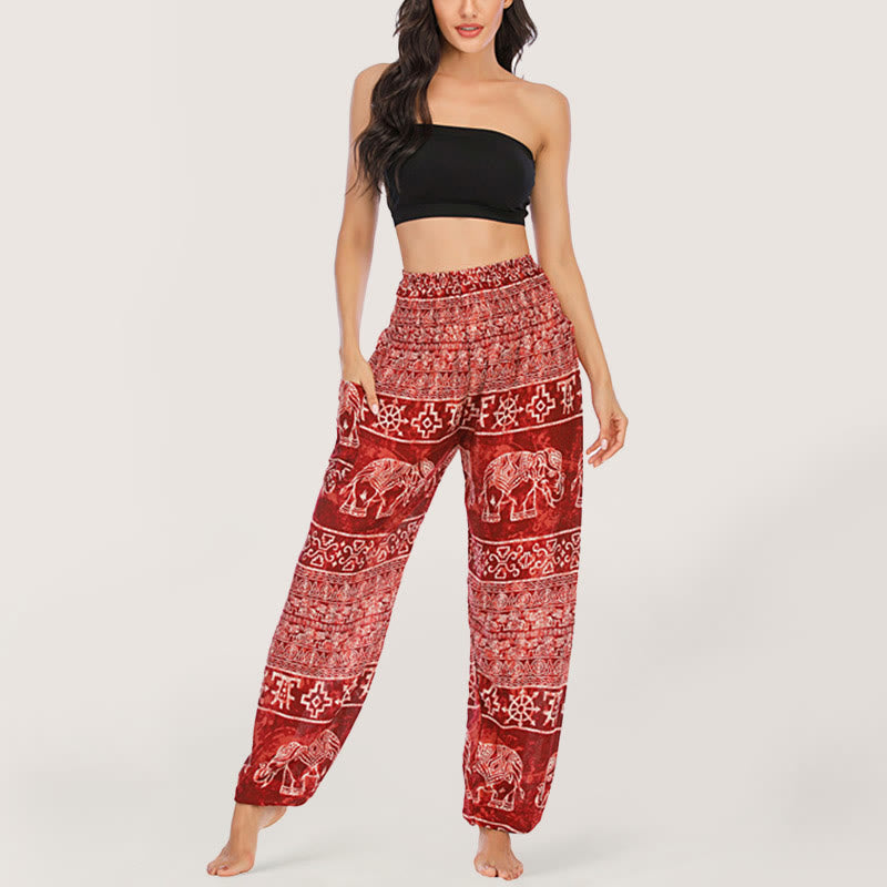 Olivenorma Elephant Yoga Pants Viscose Women's Elastic Waist Harem Pants