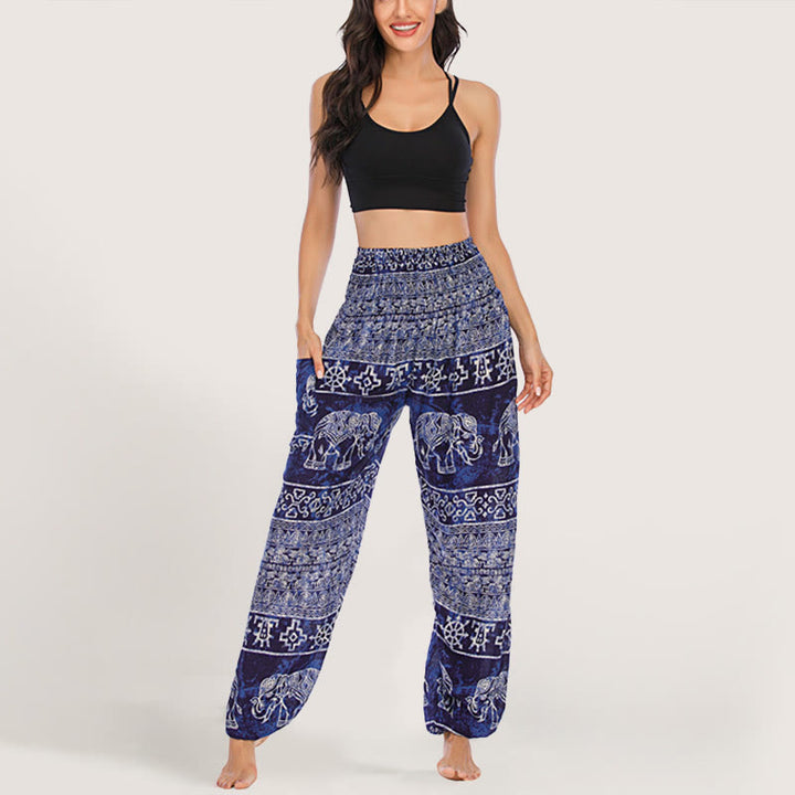 Olivenorma Elephant Yoga Pants Viscose Women's Elastic Waist Harem Pants