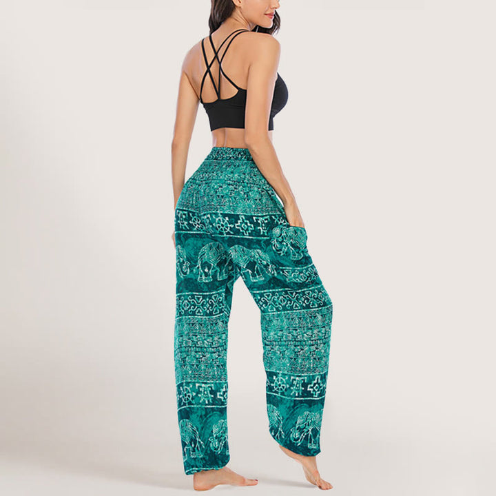 Olivenorma Elephant Yoga Pants Viscose Women's Elastic Waist Harem Pants