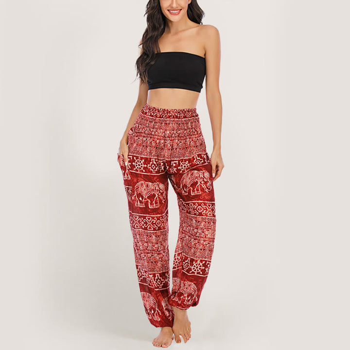 Olivenorma Elephant Yoga Pants Viscose Women's Elastic Waist Harem Pants