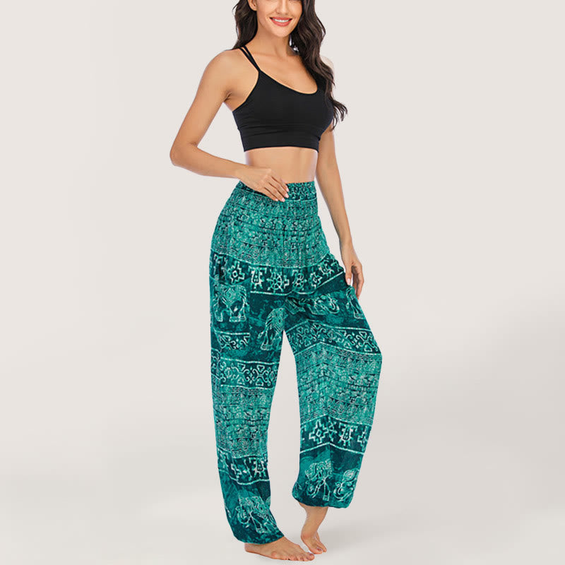 Olivenorma Elephant Yoga Pants Viscose Women's Elastic Waist Harem Pants