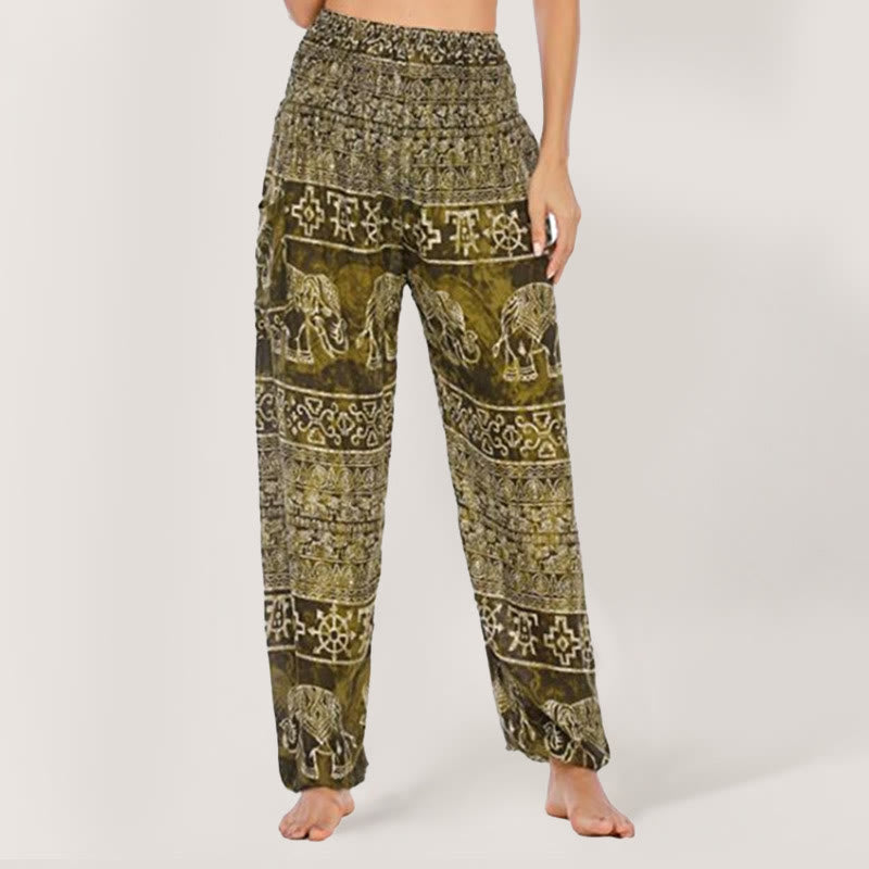 Olivenorma Elephant Yoga Pants Viscose Women's Elastic Waist Harem Pants
