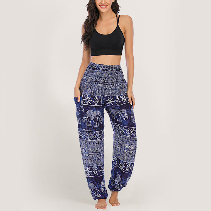 Olivenorma Elephant Yoga Pants Viscose Women's Elastic Waist Harem Pants