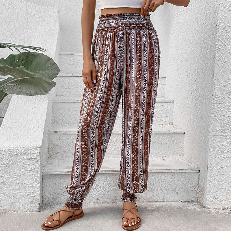 Olivenorma Boho Stripe Viscose Harem Pants