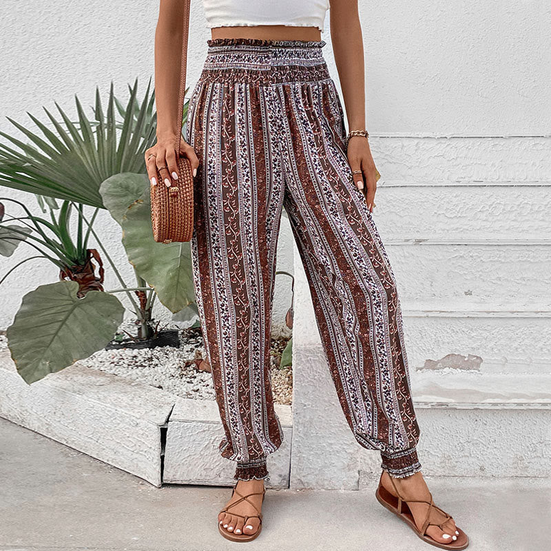 Olivenorma Boho Stripe Viscose Harem Pants