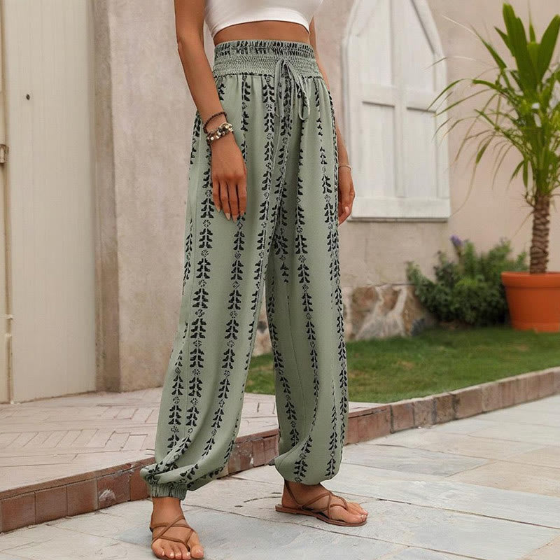 Olivenorma Flowy Print Harem Polyester Pants