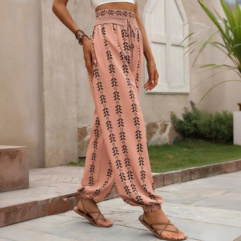 Olivenorma Flowy Print Harem Polyester Pants