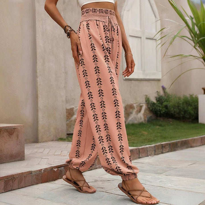 Olivenorma Flowy Print Harem Polyester Pants