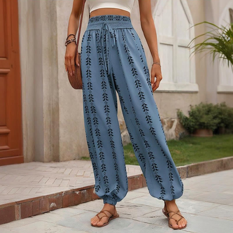 Olivenorma Flowy Print Harem Polyester Pants