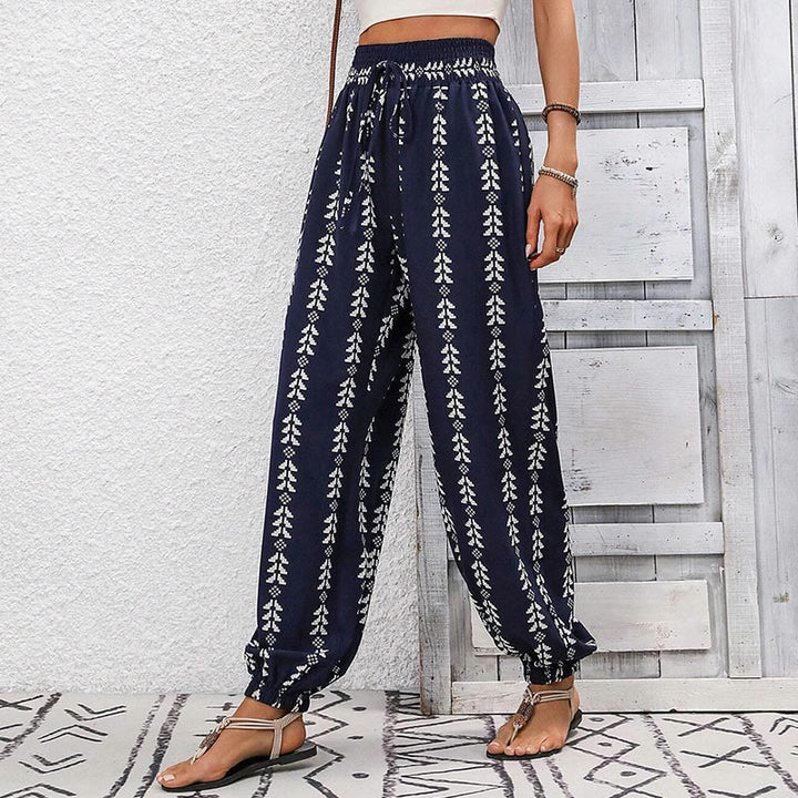 Olivenorma Flowy Print Harem Polyester Pants