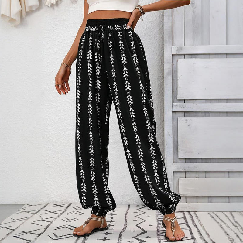 Olivenorma Flowy Print Harem Polyester Pants