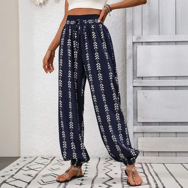Olivenorma Flowy Print Harem Polyester Pants