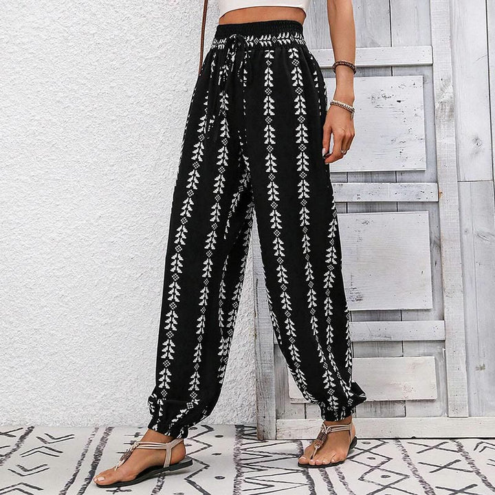 Olivenorma Flowy Print Harem Polyester Pants