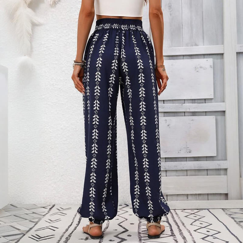 Olivenorma Flowy Print Harem Polyester Pants