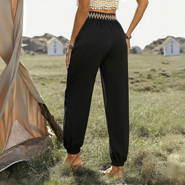 Olivenorma Bohemian Ethnic Black Harem Pants