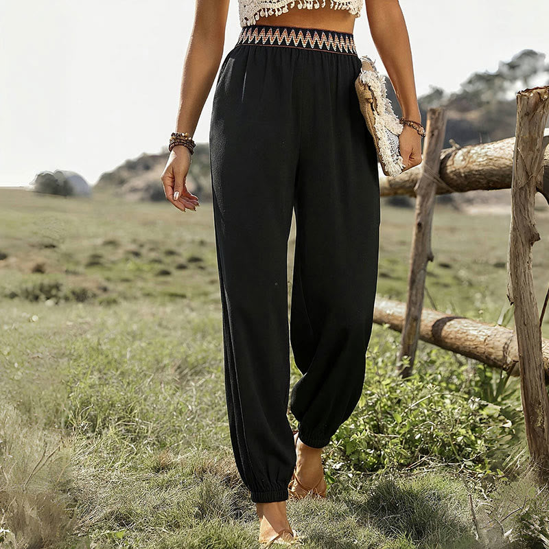 Olivenorma Bohemian Ethnic Black Harem Pants