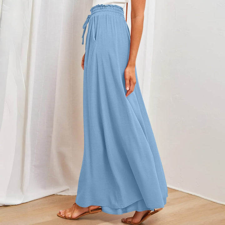 Olivenorma Plain Color High Waist Casual Loose Women's Palazzo Pants with Pockets - image 8