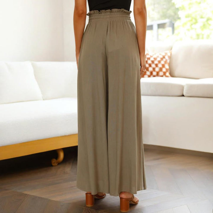 Olivenorma Plain Color High Waist Casual Loose Women's Palazzo Pants with Pockets - image 23