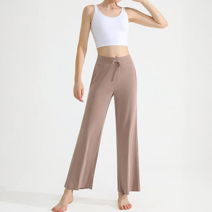 Olivenorma Plain Color Drape Straight Drawstring Women's Yoga Pants