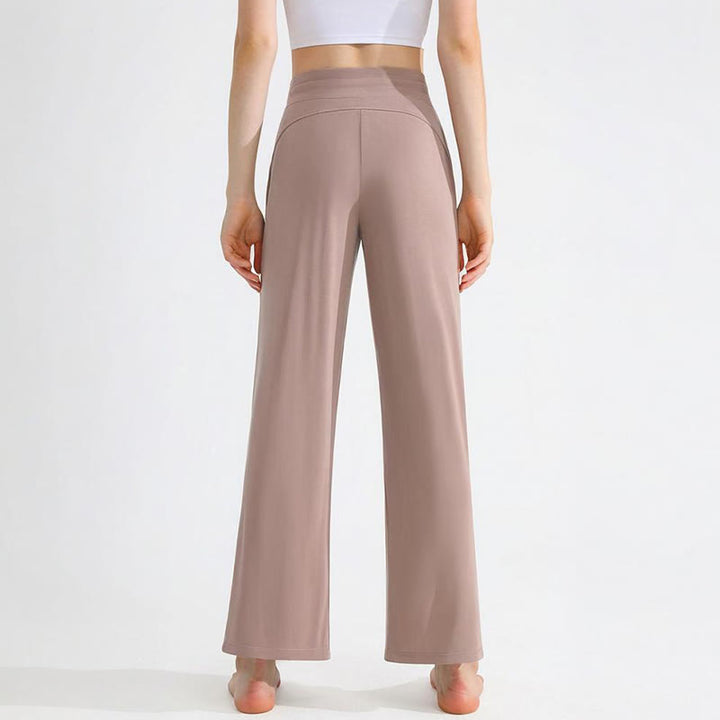 Olivenorma Plain Color Drape Straight Drawstring Women's Yoga Pants