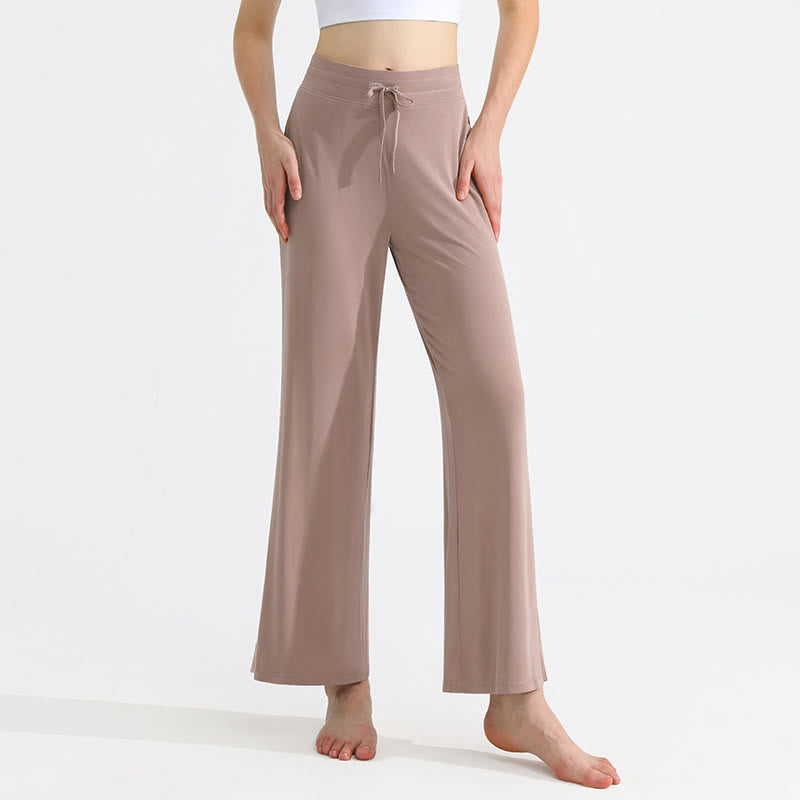 Olivenorma Plain Color Drape Straight Drawstring Women's Yoga Pants