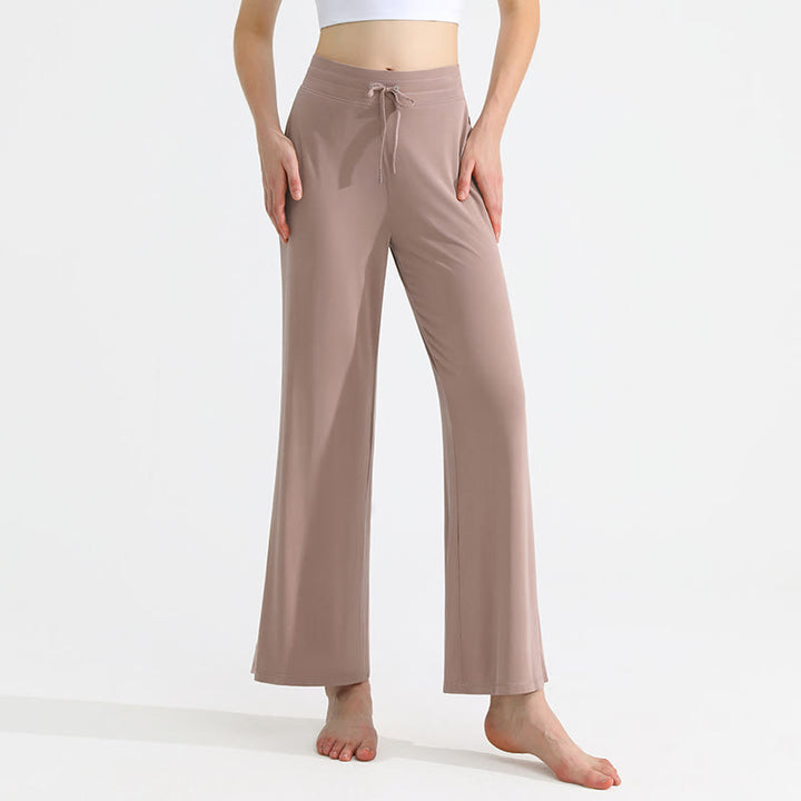Olivenorma Plain Color Drape Straight Drawstring Women's Yoga Pants