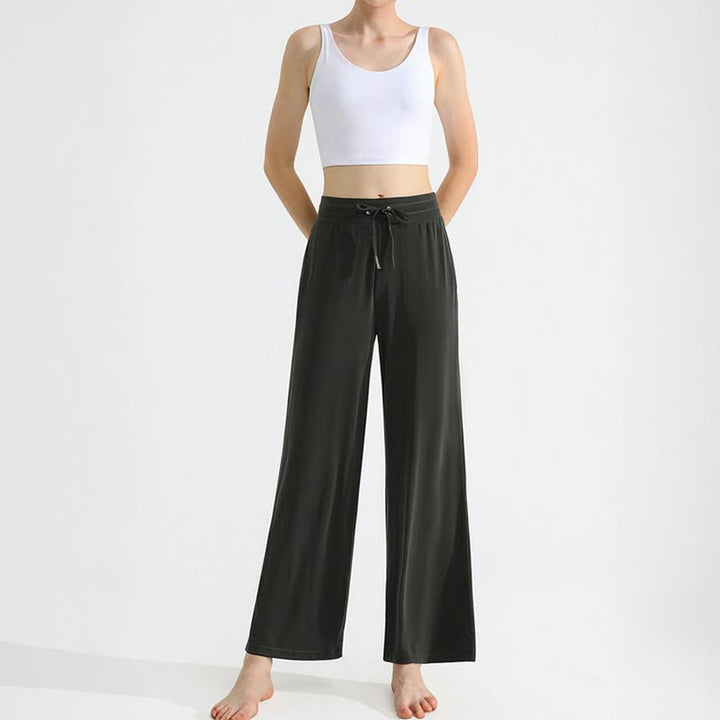Olivenorma Plain Color Drape Straight Drawstring Women's Yoga Pants