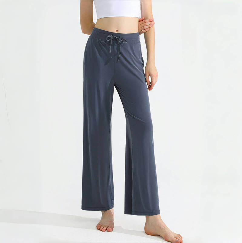 Olivenorma Plain Color Drape Straight Drawstring Women's Yoga Pants