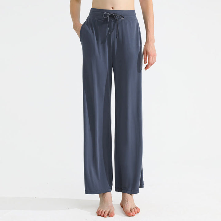 Olivenorma Plain Color Drape Straight Drawstring Women's Yoga Pants