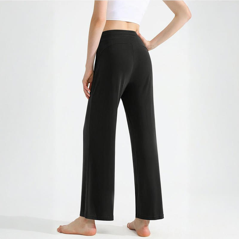 Olivenorma Plain Color Drape Straight Drawstring Women's Yoga Pants