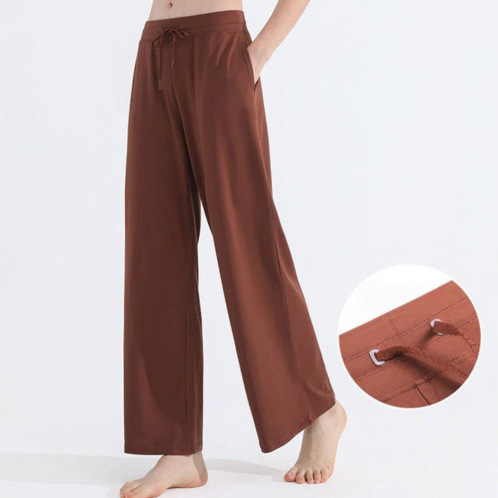 Olivenorma Plain Color Casual Loose Wide-Leg Brushed Women's Pants