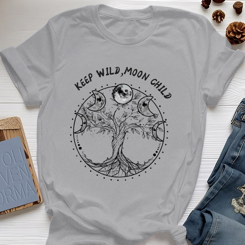 Olivenorma "KEEP WILD, MOON CHILD" Tree of Life Moon Phase T-Shirts - Gray - 2XL - image 8