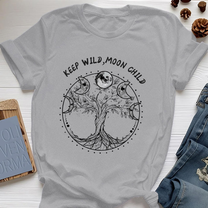 Olivenorma "KEEP WILD, MOON CHILD" Tree of Life Moon Phase T-Shirts - Gray - 2XL - image 8