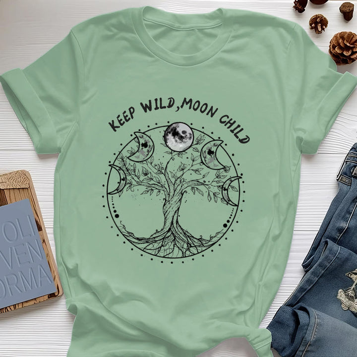 Olivenorma "KEEP WILD, MOON CHILD" Tree of Life Moon Phase T-Shirts - Light Green - 2XL - image 18