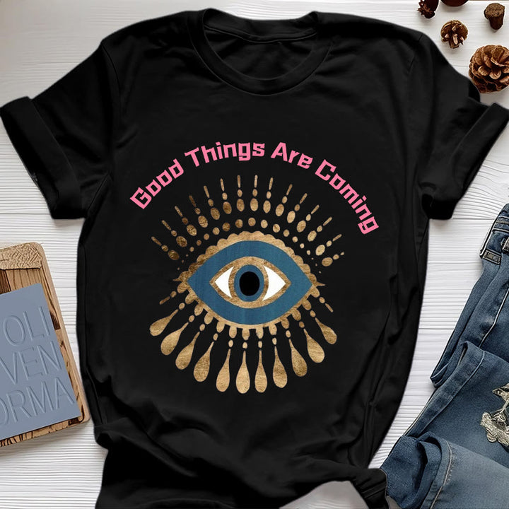 Olivenorma "GOOD THINGS ARE COMING" EVIL EYE T-Shirt - Black - 2XL - image 8