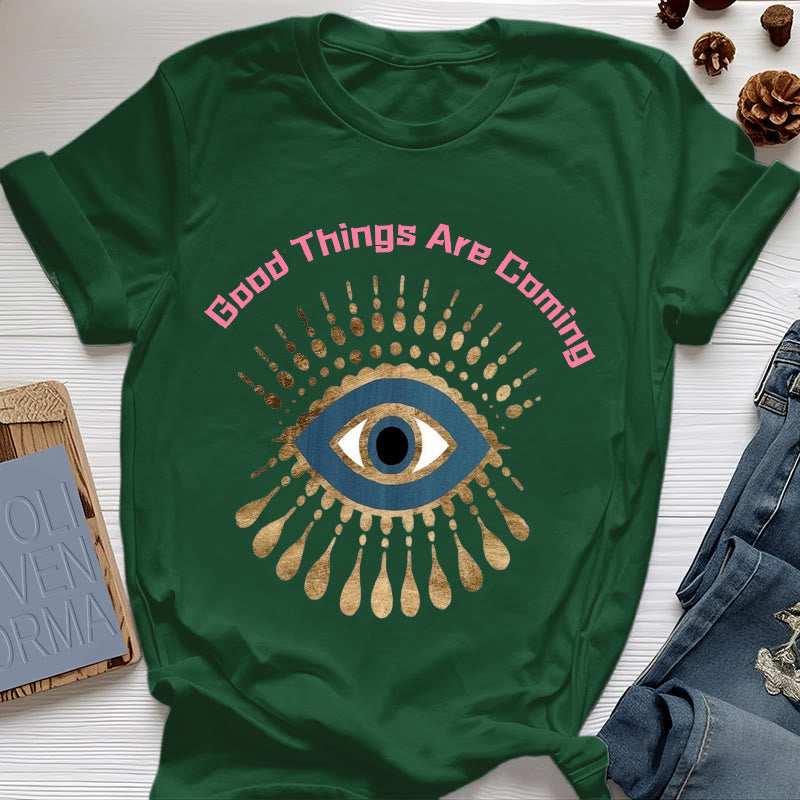 Olivenorma "GOOD THINGS ARE COMING" EVIL EYE T-Shirt - Dark Green - 2XL - image 20