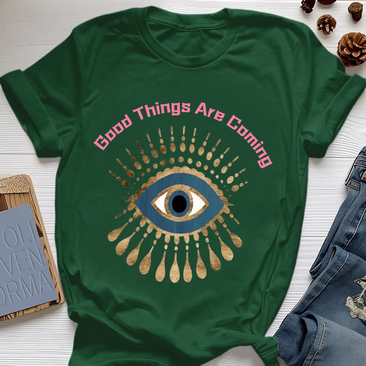 Olivenorma "GOOD THINGS ARE COMING" EVIL EYE T-Shirt - Dark Green - 2XL - image 20