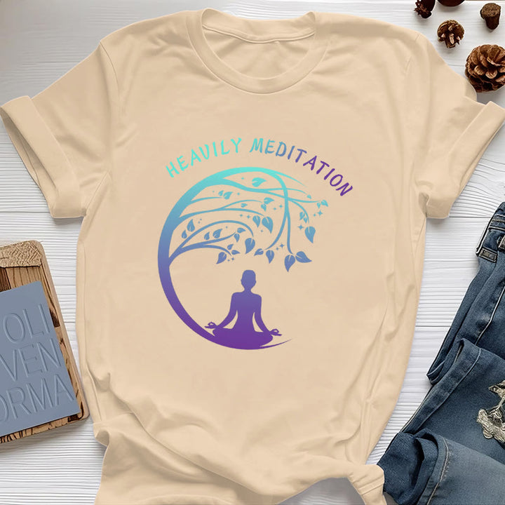 Olivenorma "HEAVILY MEDITATION" Tree of Life Yoga T-Shirt  - Yellow - 2XL - image 11
