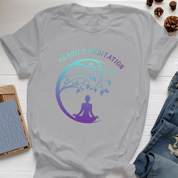 Olivenorma "HEAVILY MEDITATION" Tree of Life Yoga T-Shirt  - Gray - 2XL - image 9