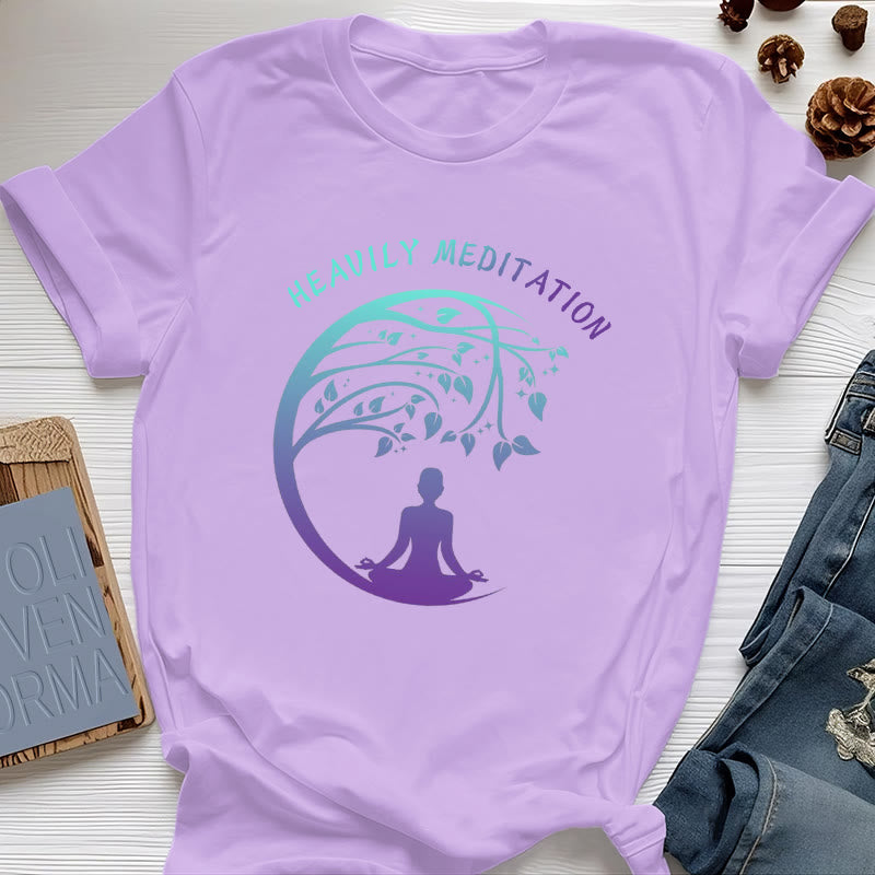 Olivenorma "HEAVILY MEDITATION" Tree of Life Yoga T-Shirt  - Purple - 2XL - image 17