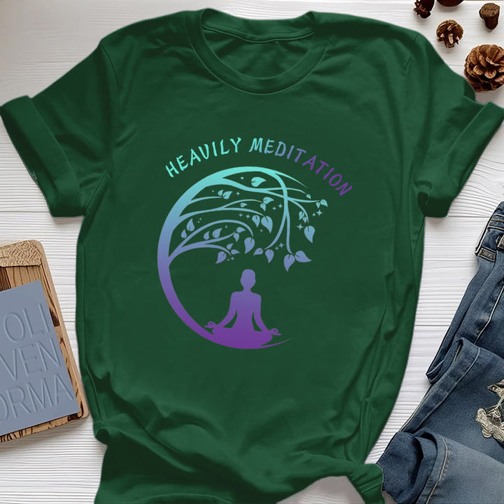 Olivenorma "HEAVILY MEDITATION" Tree of Life Yoga T-Shirt  - Dark Green - 2XL - image 21