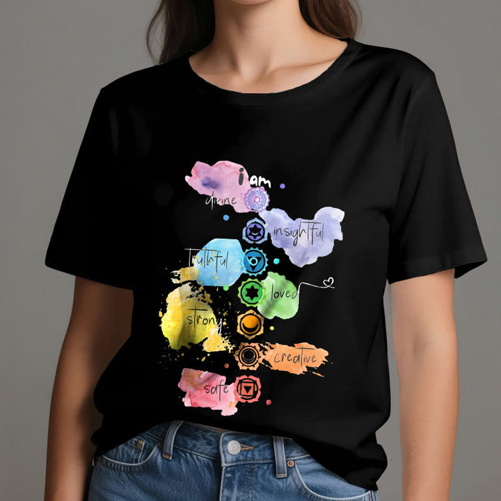 Olivenorma "I AM" 7 Chakra Energy Yoga T-Shirt - image 7