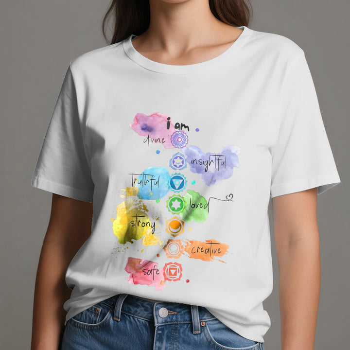 Olivenorma "I AM" 7 Chakra Energy Yoga T-Shirt - image 2