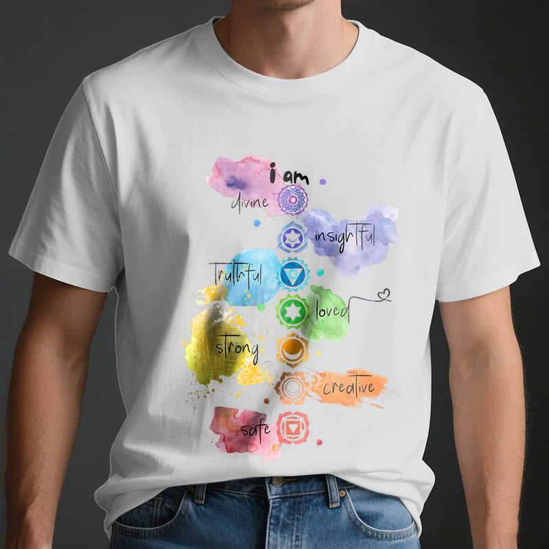 Olivenorma "I AM" 7 Chakra Energy Yoga T-Shirt - image 4