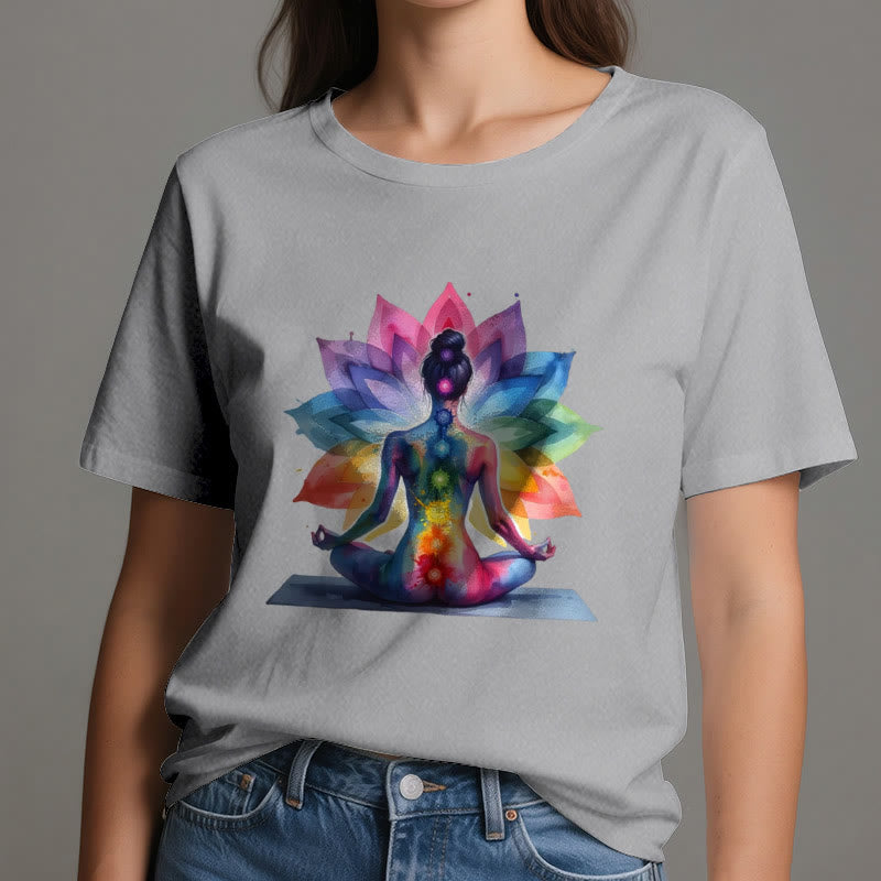 Olivenorma 7 Chakra Meditation Lotus T-Shirt - image 9