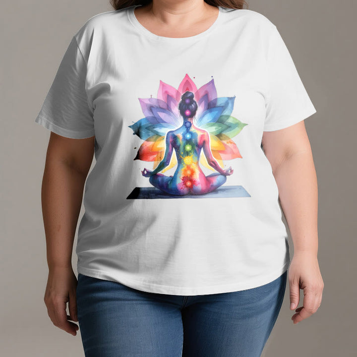 Olivenorma 7 Chakra Meditation Lotus T-Shirt - image 3
