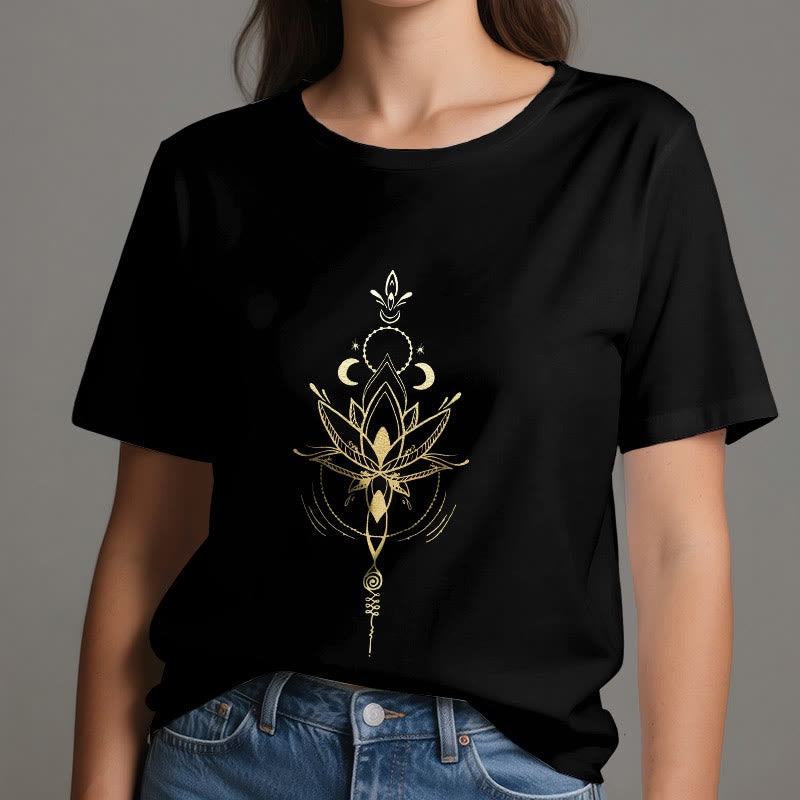 Olivenorma Moon Phase Lotus Protection Cotton T-Shirt - image 9