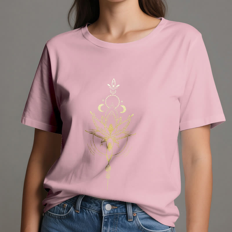 Olivenorma Moon Phase Lotus Protection Cotton T-Shirt - image 17