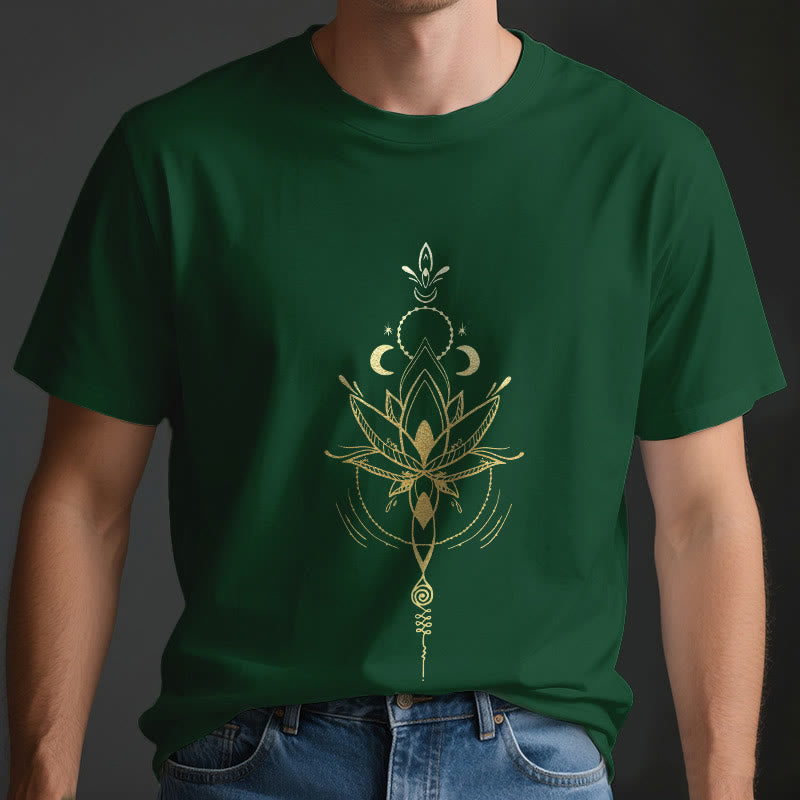 Olivenorma Moon Phase Lotus Protection Cotton T-Shirt - image 4