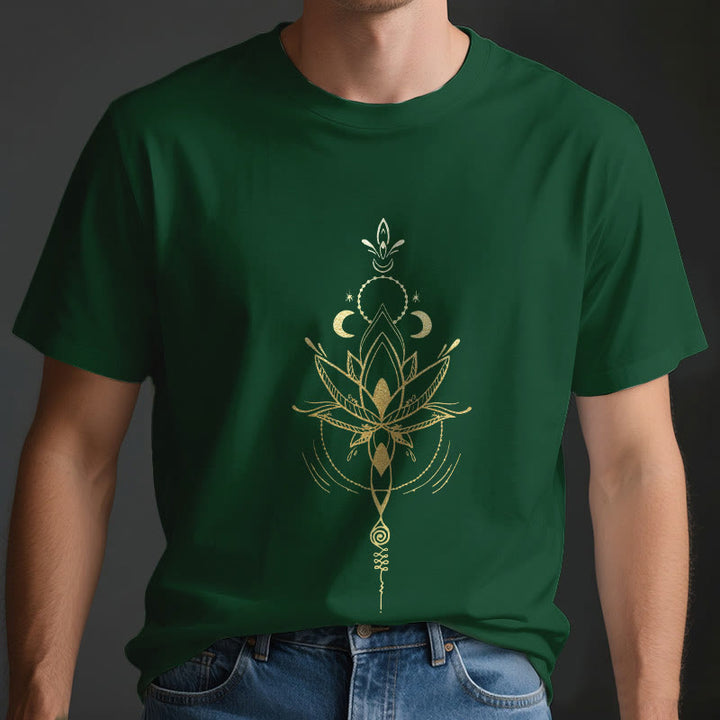 Olivenorma Moon Phase Lotus Protection Cotton T-Shirt - image 4